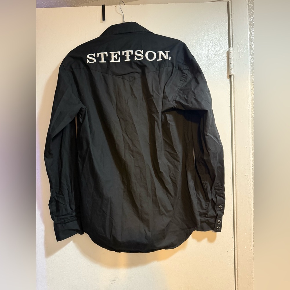 Stetson Mens Black 100% Cotton Logo Wear size Small Shirt - Picture 5 of 6